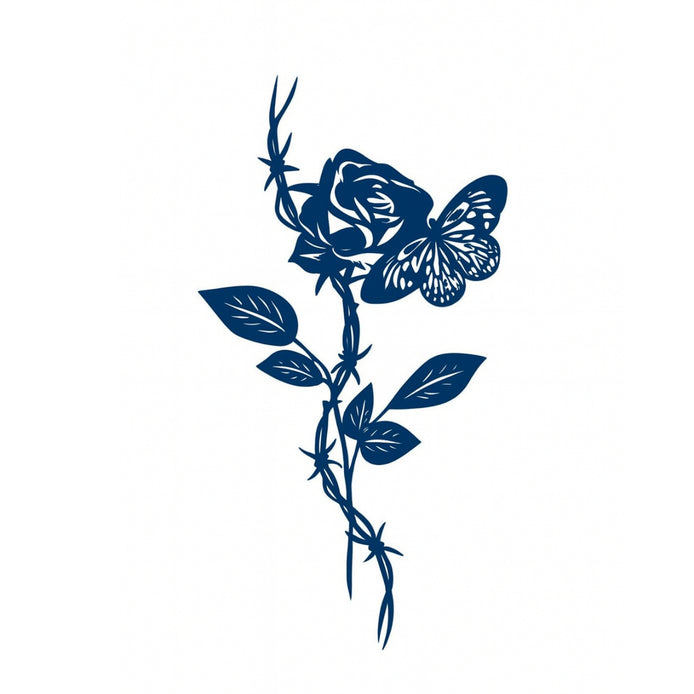 "Rose & Butterfly Elegant Herbal Tattoo Sticker (Lasts 10 - 14 Days)"