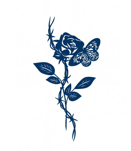 "Rose & Butterfly Elegant Herbal Tattoo Sticker (Lasts 10 - 14 Days)"