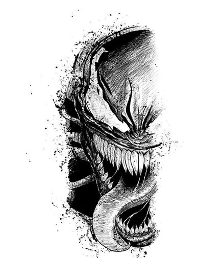 VENOM Head — Lethal Grin Temporary Tattoo