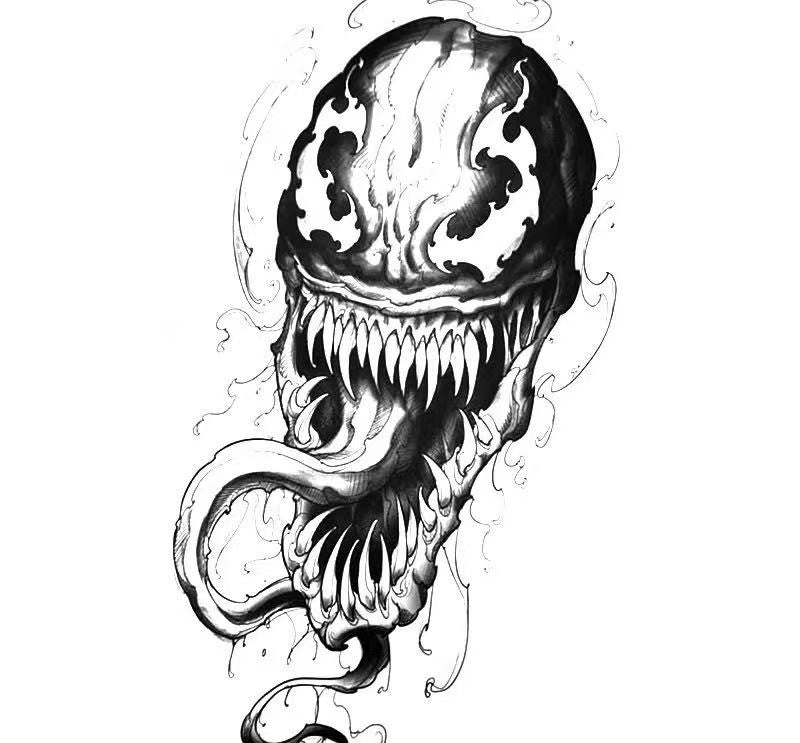 VENOM Head — Lethal Grin Temporary Tattoo