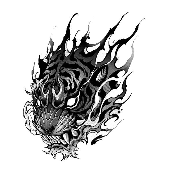 Blazing Tiger Spirit Blazing Tiger Spirit Temporary Tattoo – Fire Symbol of Strength & Protection