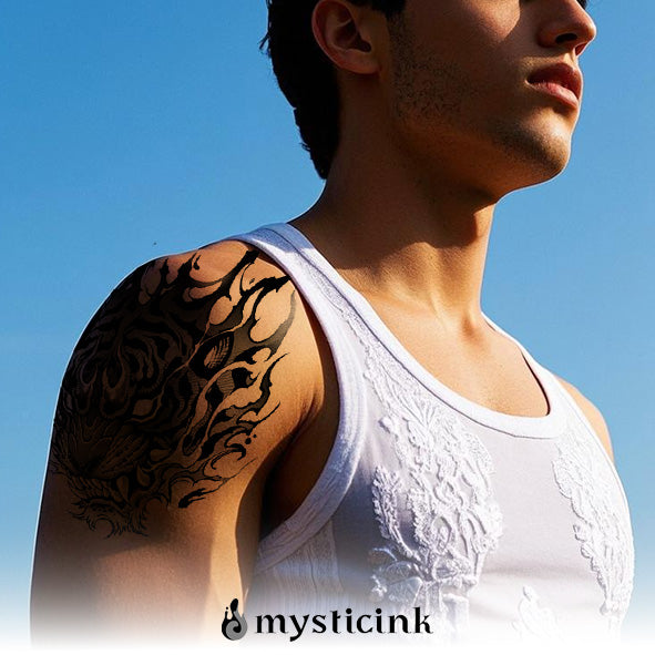 Blazing Tiger Spirit Blazing Tiger Spirit Temporary Tattoo – Fire Symbol of Strength & Protection