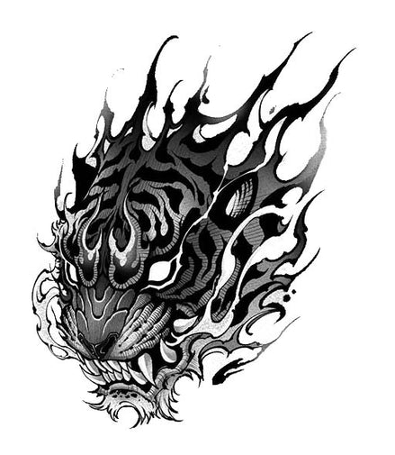 Blazing Tiger Spirit Blazing Tiger Spirit Temporary Tattoo – Fire Symbol of Strength & Protection