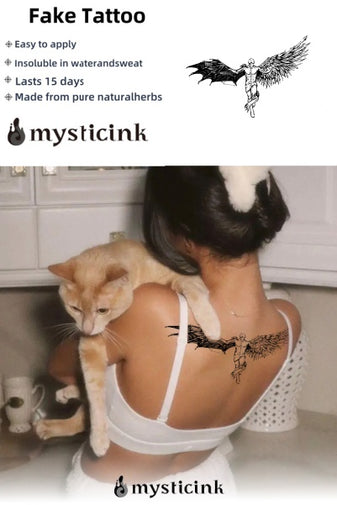 Fallen Grace Temporary Tattoo 🪽🕸 Fallen Grace Temporary Tattoo – Herbal Ink, Waterproof, 15 Days