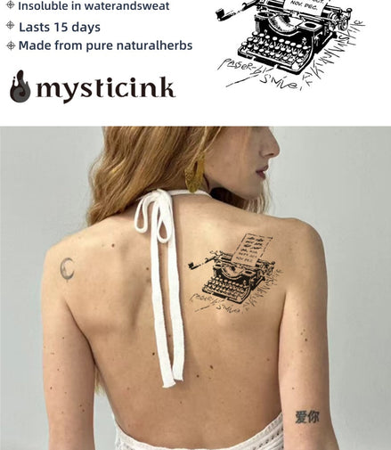 The Chronicle Remains Typewriter Temporary Tattoo – Vintage Memory Ink