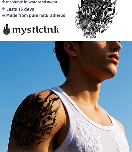 Blazing Tiger Spirit Blazing Tiger Spirit Temporary Tattoo – Fire Symbol of Strength & Protection
