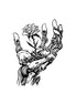 Iron Bloom Temporary Tattoo – Robotic Hand Holding Rose Design | Mystic Ink