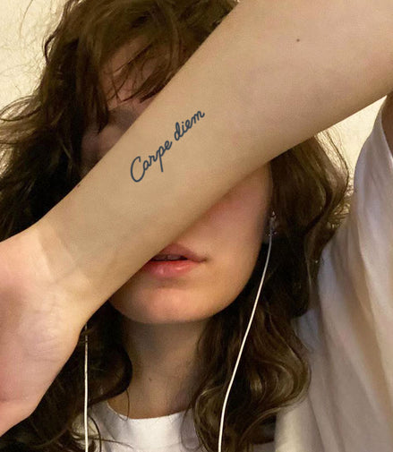 "Carpe Diem Inspirational Herbal Tattoo Sticker"
