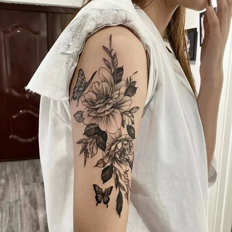 Peony Flight Temp Tattoo
