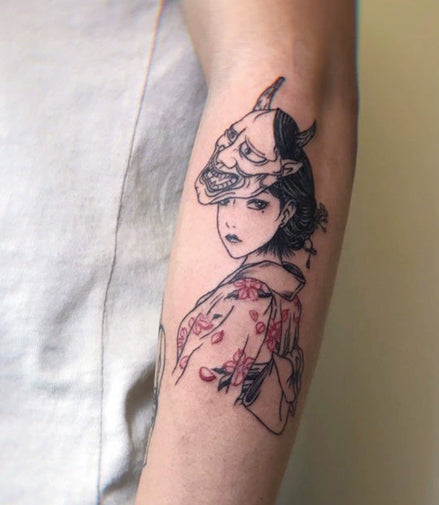 Mask Maiden Temp Tattoo