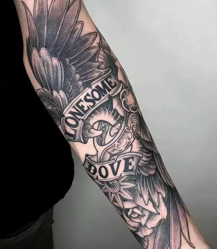 Dove Banner Sleeve Temp Tattoo