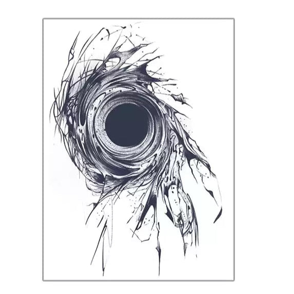 Black hole tattoo on the back of hand