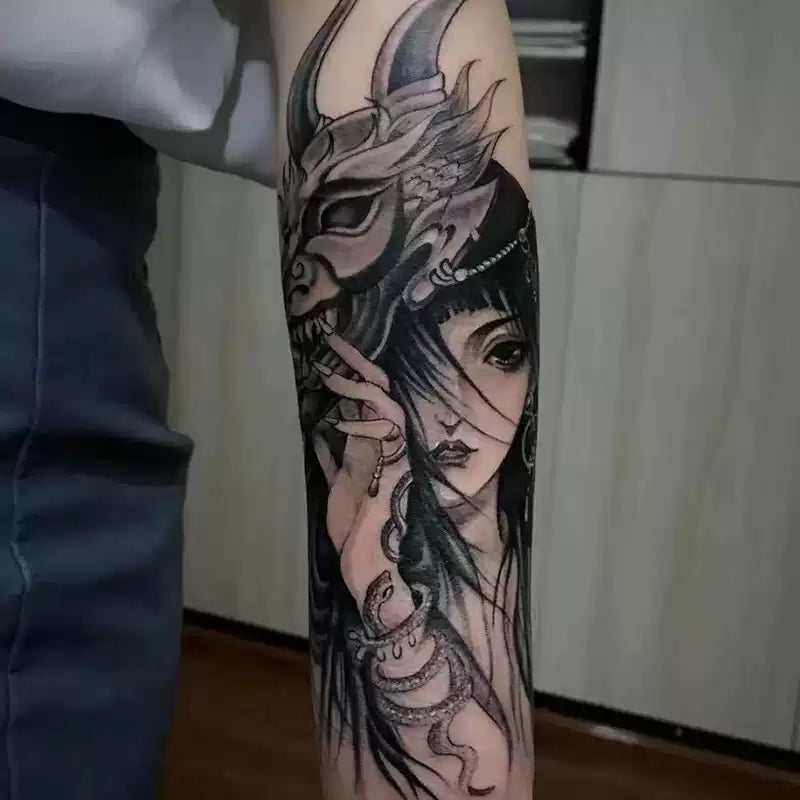Oni Veil Geisha Temp Tattoo