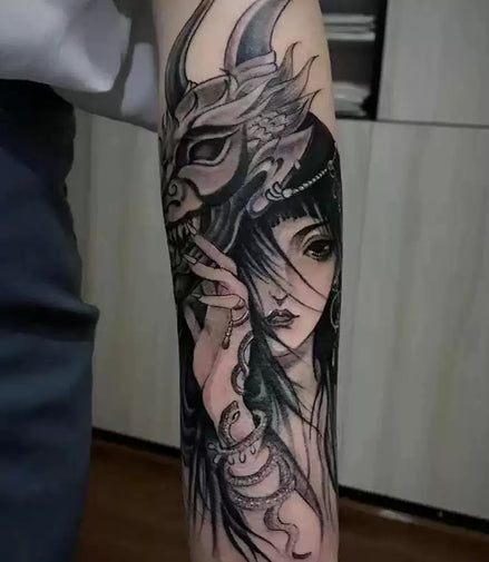 Oni Veil Geisha Temp Tattoo