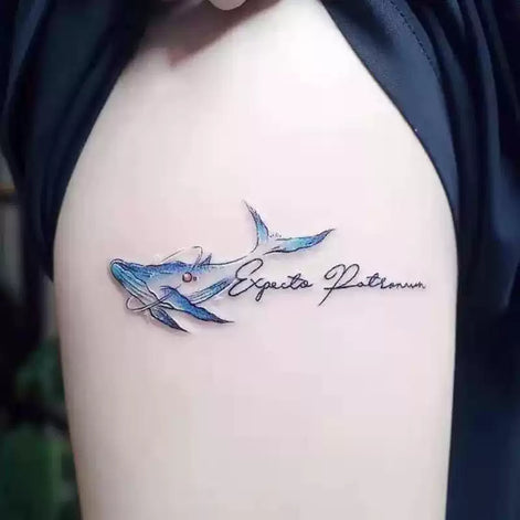 Blue Shark Script Temp Tattoo