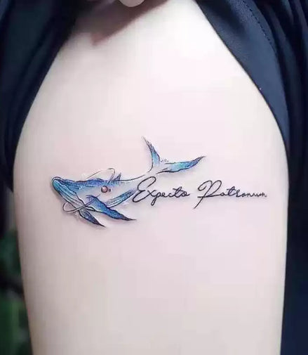 Blue Shark Script Temp Tattoo