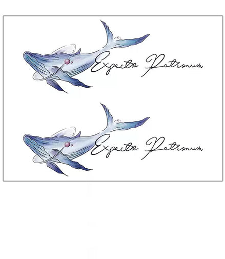 Blue Shark Script Temp Tattoo