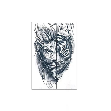 Lion & Tiger Totem Temp Tattoo