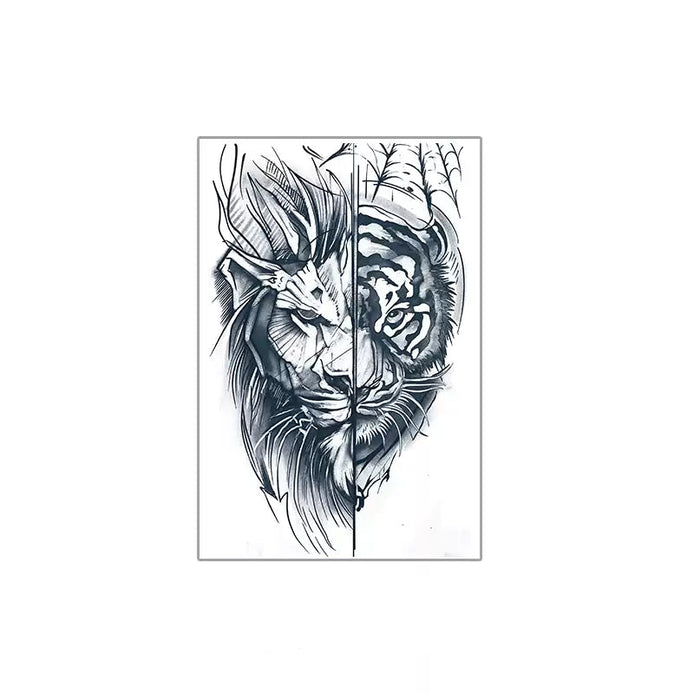 Lion & Tiger Totem Temp Tattoo
