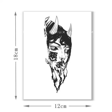 Oni Gaze · Illustrative Blackwork Temporary Tattoo