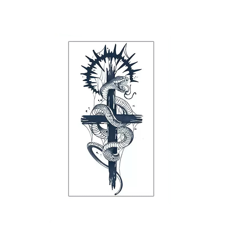 Serpent Cross Temp Tattoo