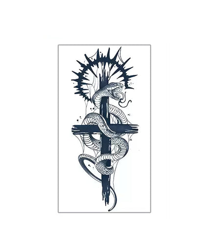 Serpent Cross Temp Tattoo