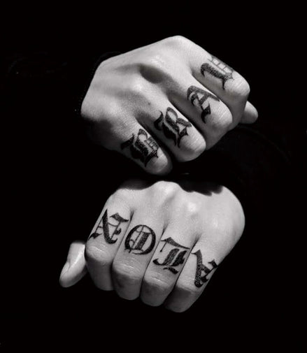 Old English Knuckle Temp Tattoo