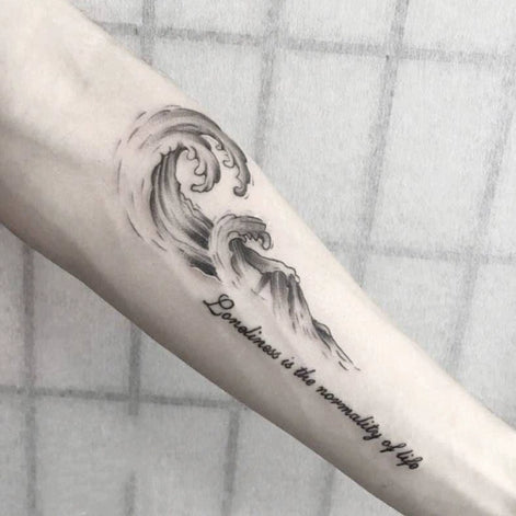 Wave Script Temp Tattoo