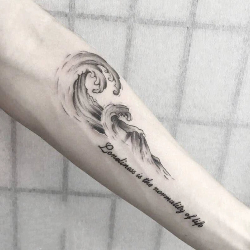 Wave Script Temp Tattoo