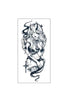 Black-and-grey succubus pin-up temporary tattoo with crimson accents on forearm