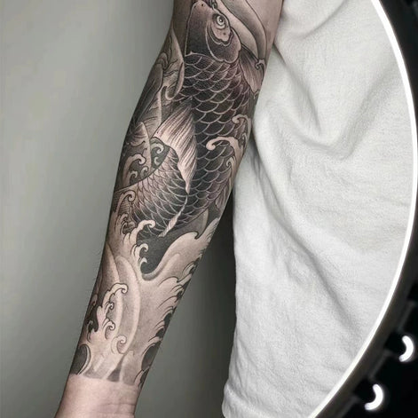 Koi Wave Sleeve Temp Tattoo