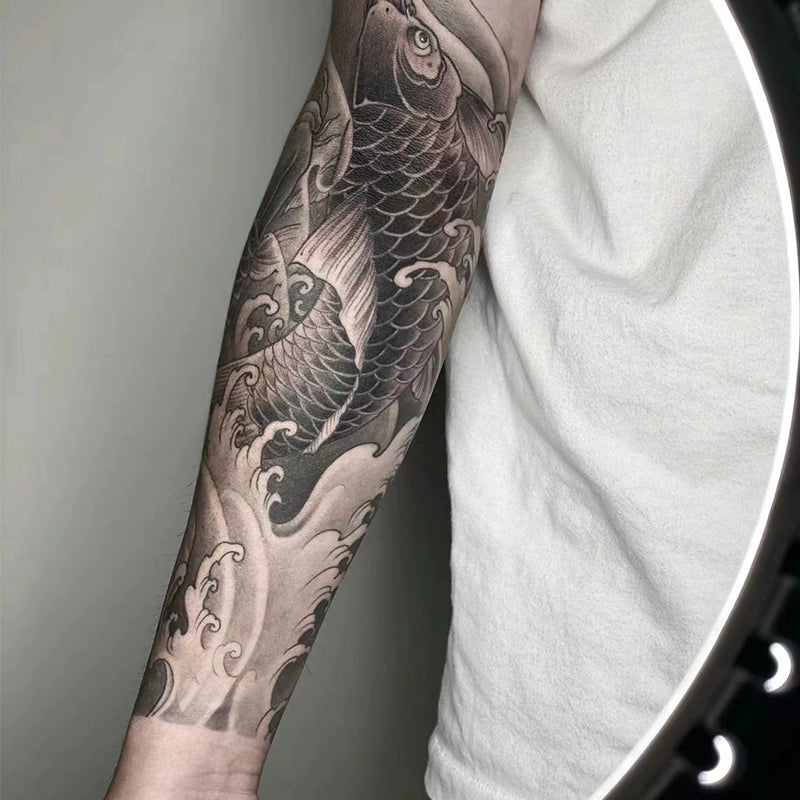 Koi Wave Sleeve Temp Tattoo
