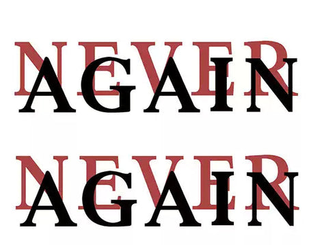 NEVER AGAIN — Minimalist Text Temporary Tattoo