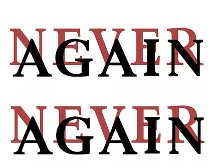 NEVER AGAIN — Minimalist Text Temporary Tattoo