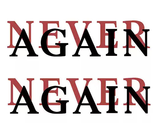 NEVER AGAIN — Minimalist Text Temporary Tattoo