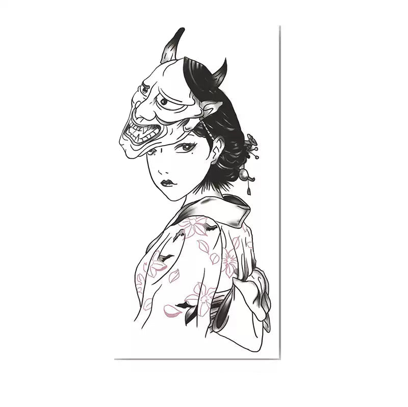 Mask Maiden Temp Tattoo