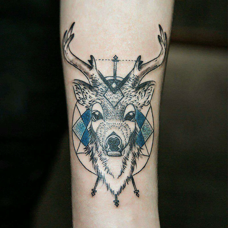 Geometric Stag · Dotwork Temporary Tattoo