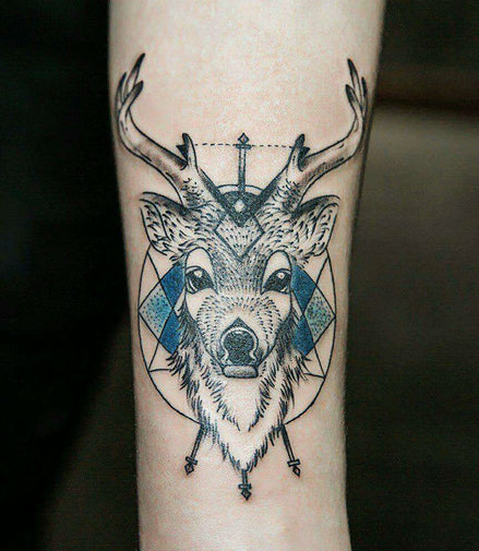 Geometric Stag · Dotwork Temporary Tattoo