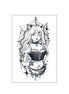 Gothic anime cat-girl temporary tattoo with corset and spiderwebs on upper arm