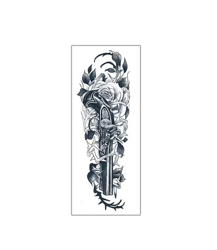 Thorned Pistol & Roses Temp Tattoo