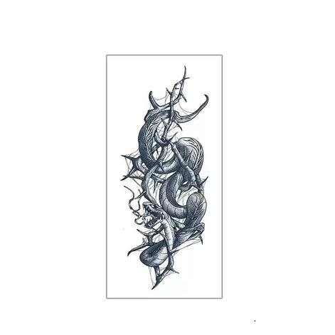 Barbed vine snake temporary tattoo in a narrow vertical format