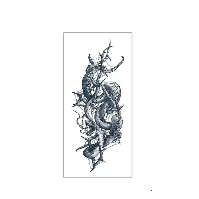 Barbed vine snake temporary tattoo in a narrow vertical format