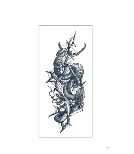 Barbed vine snake temporary tattoo in a narrow vertical format