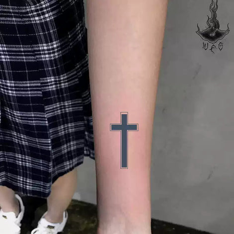 Slate Cross Temp Tattoo