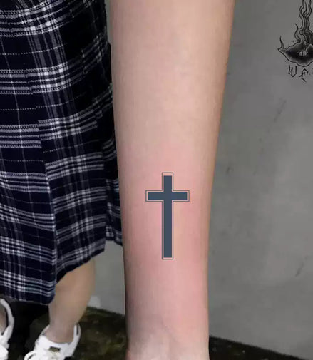 Slate Cross Temp Tattoo