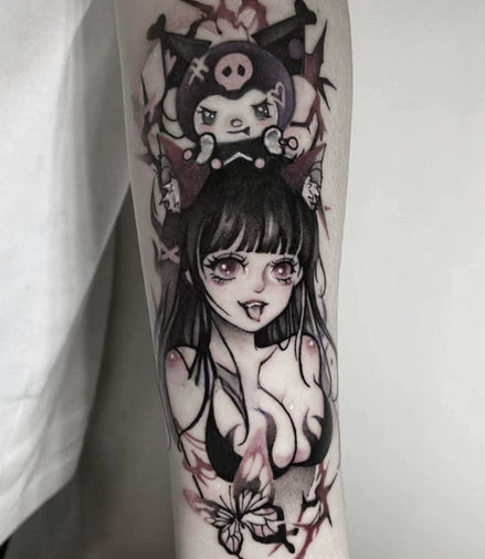 Goth Mascot & Vamp Girl Temp Tattoo