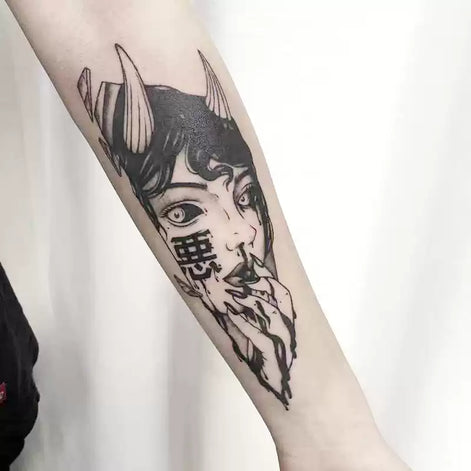 Oni Gaze · Illustrative Blackwork Temporary Tattoo