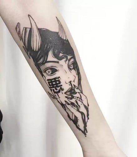 Oni Gaze · Illustrative Blackwork Temporary Tattoo