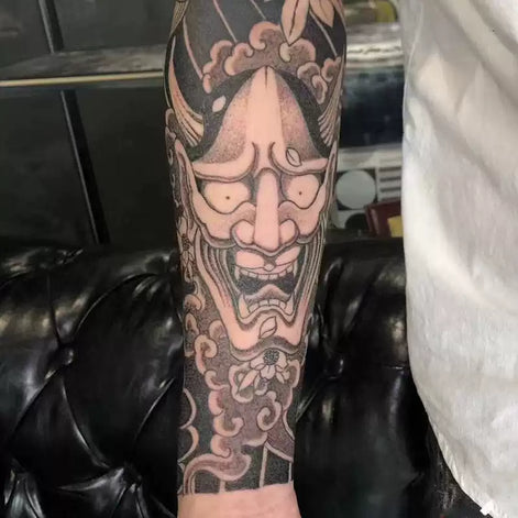 Oni Mask Sleeve Temp Tattoo