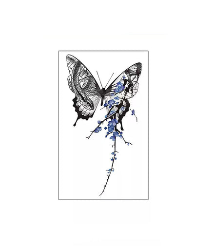 Blue Bloom Butterfly Temp Tattoo